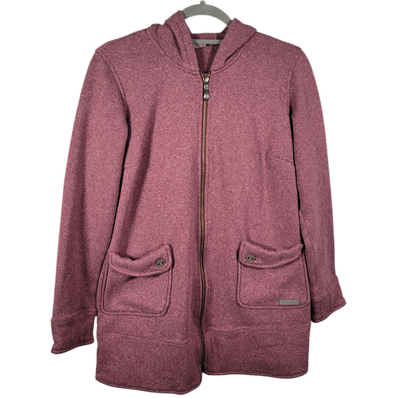 Merrell Delilah Long Hooded Fleece Sweater Jacket Women Medium Full Zip - Picture 1 of 13
